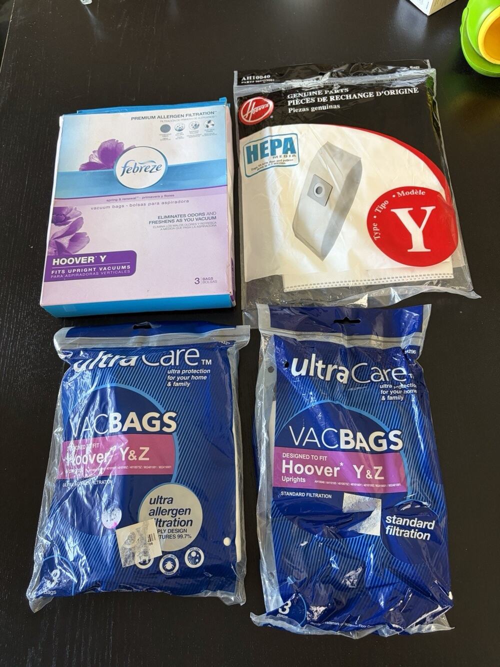 Hoover Type Y Y&Z Vacuum Bags Lot of 9 HEPA Febreze Genuine UltraCare New